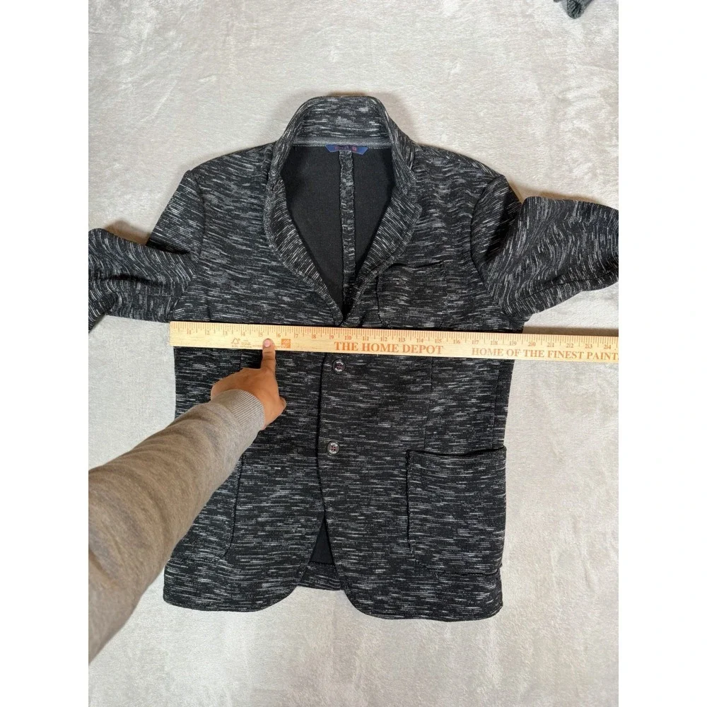 RNT23 Mens Blazer Jacket M 38 Black Gray Marled Knit Sport Coat Made in Turkey